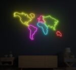 Multicolor World Map Neon Sign in neon light