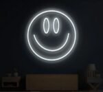 Smiley Happy Face Emoji Neon Sign in neon light