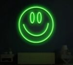 Smiley Happy Face Emoji Neon Sign in neon light