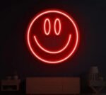 Smiley Happy Face Emoji Neon Sign in neon light