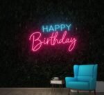 neon happy birthday sign in neon light